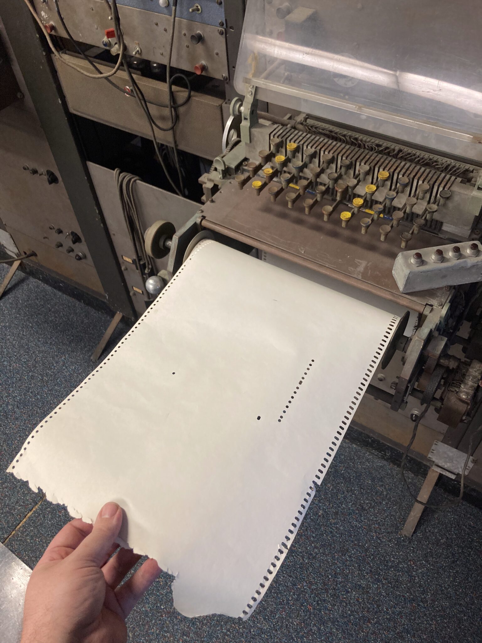 Two sorts of typewriter and a punched paper interface were used to program the RCA Mark-II. The RCA Mark-II has no software.